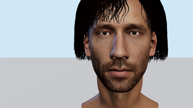 Un visage 3D réaliste avec cheveux